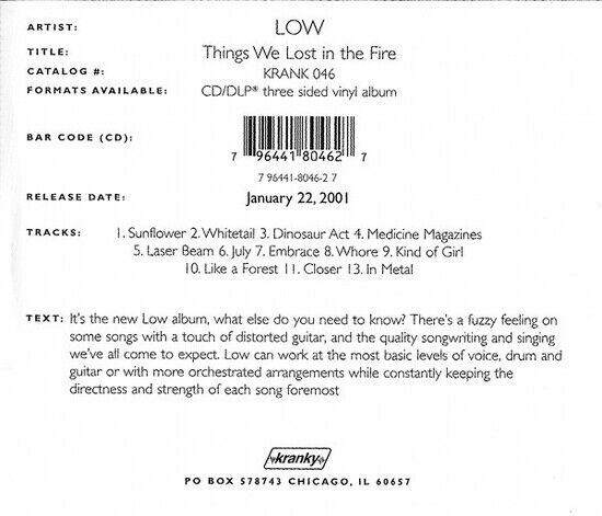 Low - Things We Lost In the..