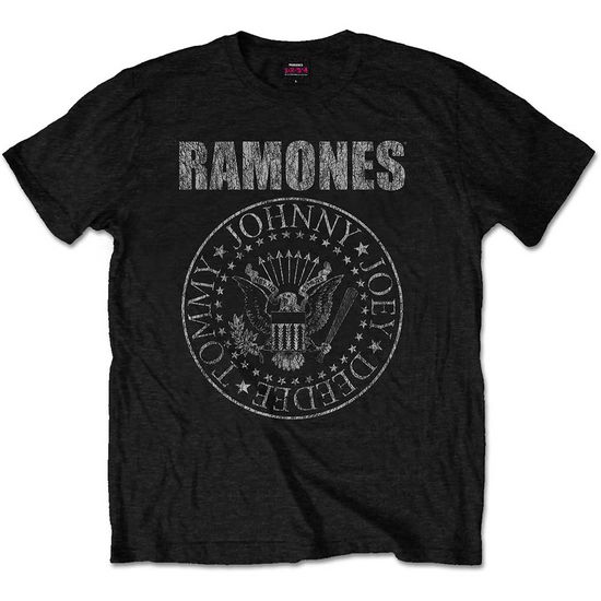 Ramones Seal Mens Black Tee: Distressed Presidential Seal XL