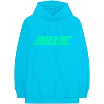 Eilish, Billie: Logo & Blohsh Neon-blå Hoodie