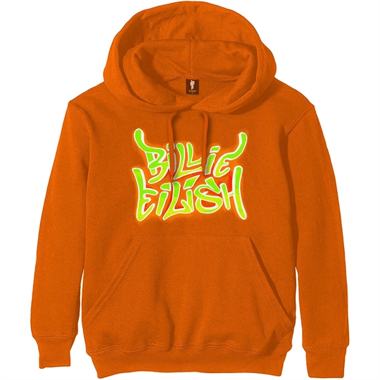 Eilish, Billie: Airbrush Flames Blohsh Orange Hoodie