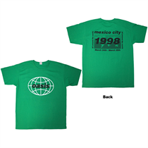 Oasis Unisex T-Shirt: 1998 World Tour - Mexico City (Green) (Back Print)