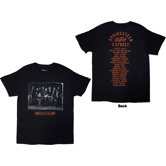 Bruce Springsteen Unisex T-Shirt: Tour \'24 E-Street Photo (Black) (Back Print & Ex-Tour)