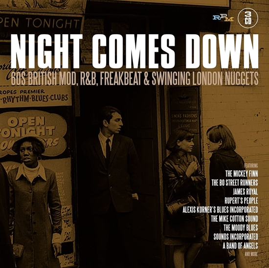 Diverse Kunstnere: Night Comes Down: 60 British Mod R&B Freakbeat & Swinging London Nuggets (3xCD)